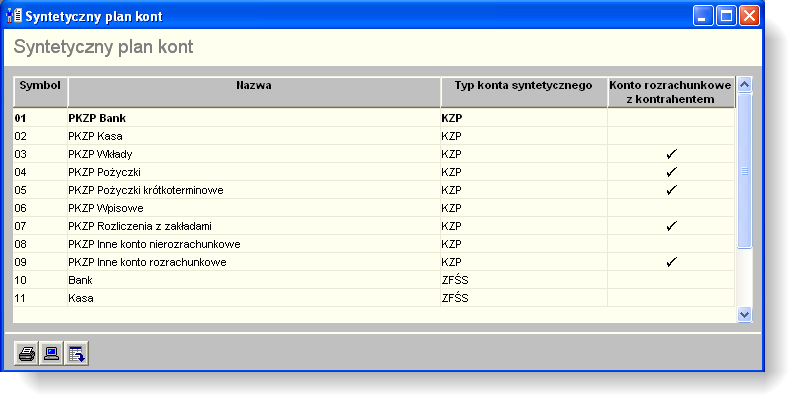 4 Sposób pracy z programem 1 Konfiguracja 28 strona 413 Syntetyczny plan kont Okno umożliwia wgląd w syntetyczny plan kont, stosowany podczas
