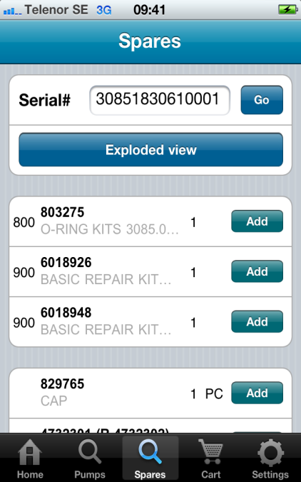 Mobile - Części zamienne Wyszukiwanie części zamiennych Wprowadzanie numeru seryjnego