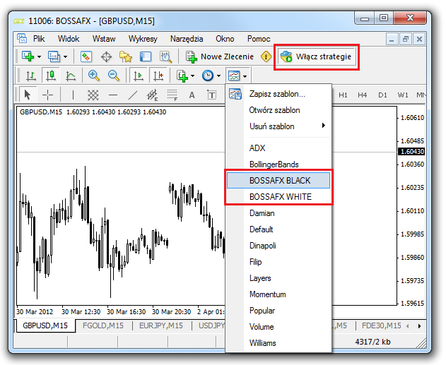 S t r o n a 5 UWAGA! Strategia może być uruchomiona tylko na jednym wykresie na danym instrumencie.