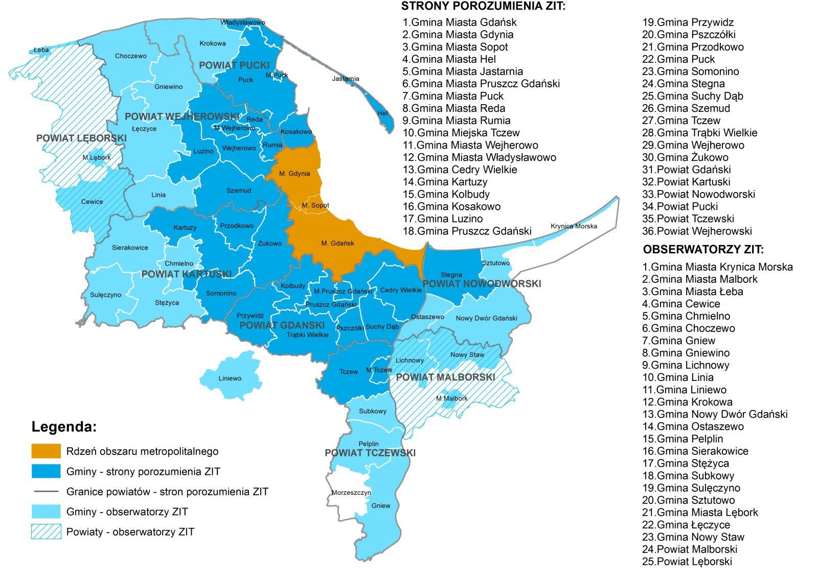 Strategia ZIT będzie realizowana na terenie 30 gmin województwa pomorskiego, które tworzą