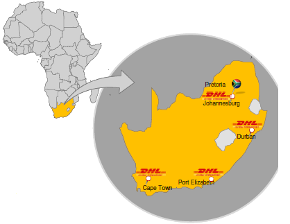 WORLD LETTER DHL GLOBAL FORWARDING W REPUBLICE POŁUDNIOWEJ AFRYKI Główne porty morskie: Cape Town: Durban: Port Elizabeth: East London: Richards Bay: Saldanha Bay: Specjalizuje się w eksporcie