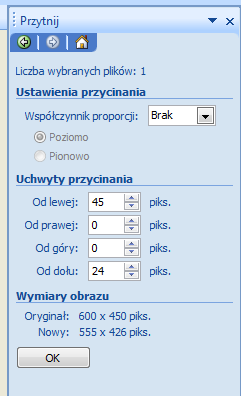 Przytnij Za pomocą narzędzia przycinania możemy wykadrować zdjęcie, czyli przyciąć obraz tak, aby zostawić na nim tylko tę część, która jest dla nas ważna. W ten sposób usuwamy np.