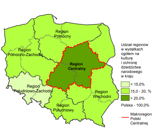 W Polsce Centralnej znajduje się 28,8% krajowych zasobów obiektów działalności wystawienniczej (w woj. mazowieckim 16,3%, w woj. łódzkim 12,5%).