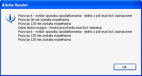 Wysyłanie e-deklaracji przez internet (2) Jeśli wystąpią błędy to program