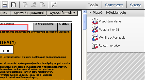 Wysyłanie e-deklaracji przy uzyciu formularza interaktywnego Aby wysłać wypełnioną e-deklarację (interaktywny formularz PDF)