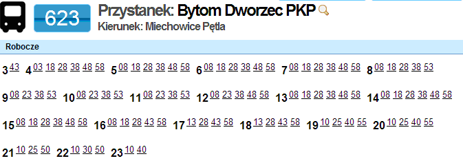 ĆWICZENIE KOMUNIKACJA MIEJSKA Popatrz na rozkład jazdy i wykonaj polecenia, które są pod rozkładem. Zapisz odpowiedzi.