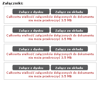 Krok 6. W pierwszym kroku kreatora wysyłania dokumentu wypełnij pola formularza (Rysunek 16) oraz dołącz do wniosku pliki wzoru, o publikację którego chcesz wnioskować (Rysunek 17).