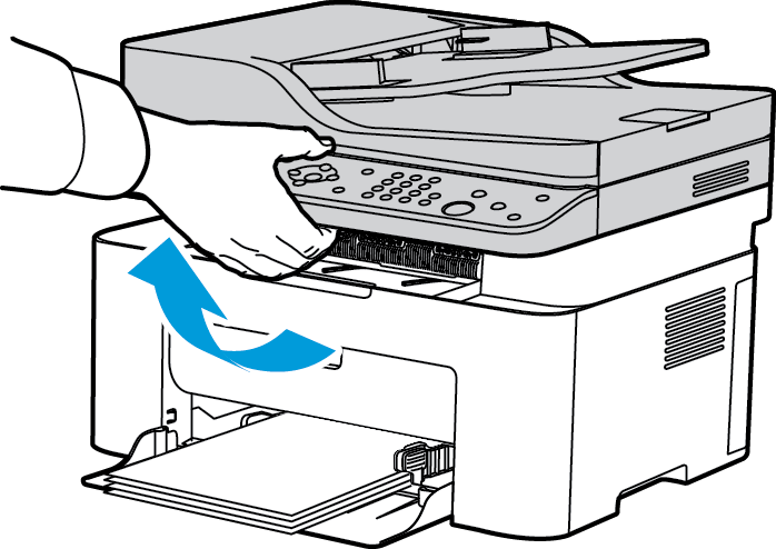 Usuwanie zacięć papieru Zacięcia w tacy papieru 1. Wyjmij papier z tacy urządzenia. 2. Delikatnie wyciągnij zacięty papier z urządzenia.