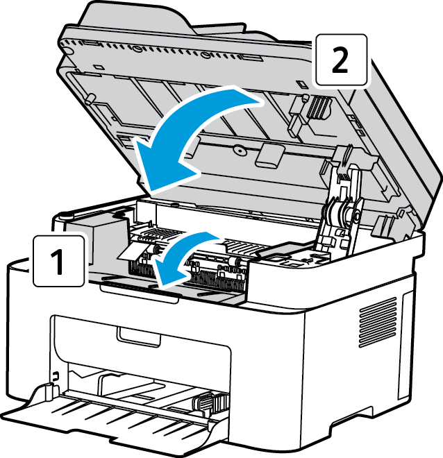 Usuwanie zacięć papieru 4. Wyjmij zacięty papier, wyciągając go ostrożnie prostopadle do drukarki. 5. Zainstaluj ponownie wkład drukujący.
