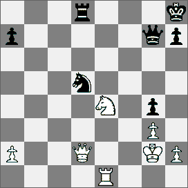 9.Obrona sycylijska [B25] Karlsbad 1929 Matisons (Łotwa) Vera Menchik (Anglia) 1.e4 c5 2.Sc3 Sc6 3.g3 Sf6 4.Sge2 g6 5.Gg2 Gg7 6.0 0 d6 7.d3 Gd7 8.Sd5 0 0 9.c3 Wc8 10.Se3 Hb6? 11.f4 e6 12.h3 Se7 13.