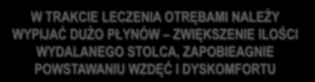 TRAKCIE LECZENIA OTRĘBAMI NALEŻY WYPIJAĆ DUŻO PŁYNÓW