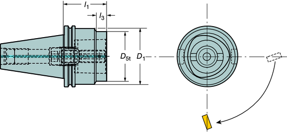 54 + 0.022/-0.03 l 1 = długość programowa Wymiary, cale stożka złącza Oznaczenie Chłodziwo 1) D1 D5t l1 l3 V 40 C4 C4-A390.546-40 040 1 1.750 1.575 1.575.142 2.2 40 C5 C5-A390.546-40 050 1 1.750 1.968 1.