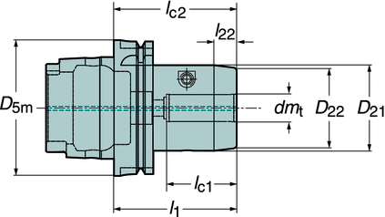 Wymiary, mm, cale l1 = długość programowa BLQ 2) NBLQ 3) U HSK Oznaczenie Chłodziwo 1) D5m dmt D21 D22 l1 l22 lc1 lc2 63 392.410CD-63 20 096 1 63 20 63 59 96 17 52 70 2.0 2.5 25000 2.480.787 2.480 2.