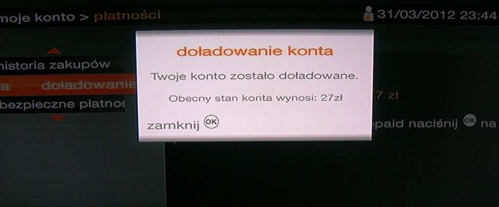 Po udanej transakcji pojawi się ekran potwierdzenia doładowania oraz aktualny stan konta 6.4 9.4 zmiana kodów Do dyspozycji masz dwa czterocyfrowe kody: kod dostępu i kod dorosłych.