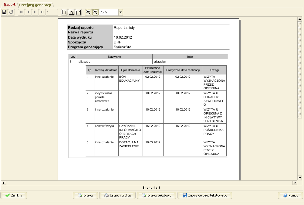Po wykonaniu powyższych czynności należy wygenerować raport.