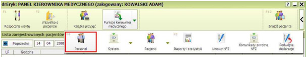 6.1. Przypisanie komórek do personelu Należy zalogować się na użytkownika