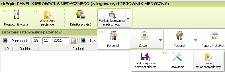 3. Wprowadzenie danych świadczeniodawcy Należy zalogować się na użytkownika