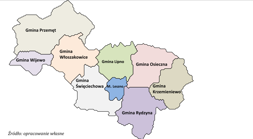 Układ dróg gminnych Obszar Funkcjonalny Aglomeracji Leszczyńskiej posiada gęstą sieć dróg gminnych. Na poniższym rysunku ukazano jednostki wchodzące w skład OFAL.