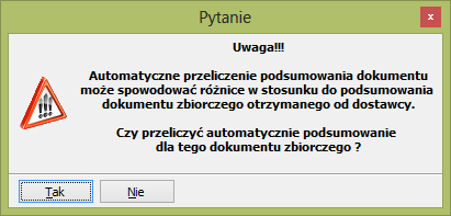 Po zatwierdzeniu przyjęcia faktury zbiorczej zablokowane zostają niektóre operacje na zgrupowanych dokumentach przyjęcia PZ.