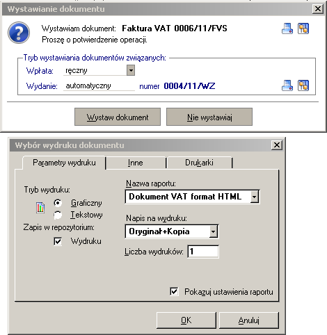 Forte Handel 5 / 13 raportu zapamiętanymi podczas ostatniego ręcznego tworzenia e-faktury lub zgodnie z domyślnymi ustawieniami, jeśli e-faktury nie były tworzone ręcznie.