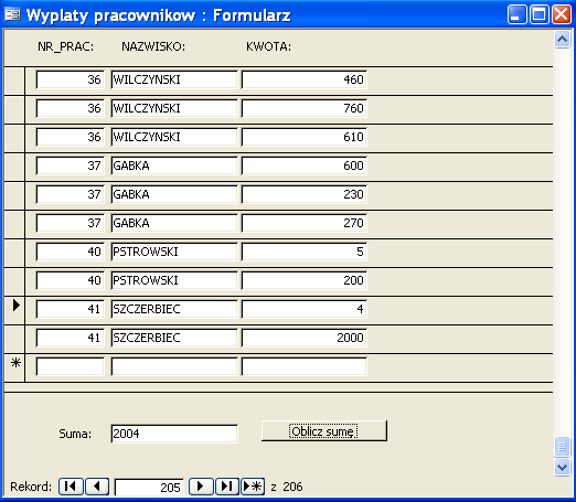 'przejscie po rekordach w petli, az do osiagniecia konca zbioru (EOF) rs.movefirst Do Until rs.eof licznik = licznik + 1 rs.