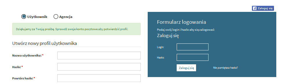 Rysunek 6 Formularz rejestracji agencji 2.2.1. Rejestracja użytkownika.