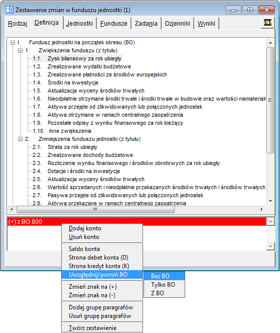 Księgowość Optivum. Jak sporządzić zestawienie zmian w funduszu jednostki? 3/8 Zauważ, że nie wszystkie parametry pobieranej do zestawienia kwoty są prawidłowe.