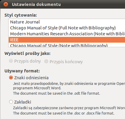 Rysunek 7. Nowy pasek narzędziowy po instalacji dodatku Zotero OpenOffice.