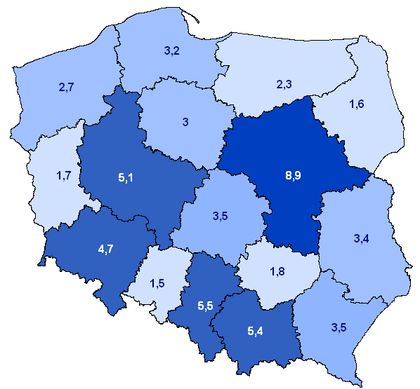 siedzibą aż 34% wszystkich fundacji (przy czym 6 na 10 stanowiły fundacje mieszczące się w Warszawie). Pewną nadreprezentację w stołecznym województwie miały też organizacje pożytku publicznego (OPP).