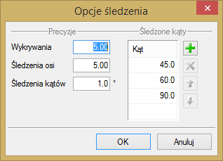 Rys. 2. Okno opcji systemu ArCADia Po lewej stronie okna opcji ostatni przycisk to opcje śledzenia. Po kliknięciu na ten przycisk użytkownik ma możliwość przejścia do okna Opcji śledzenia: Rys. 3.