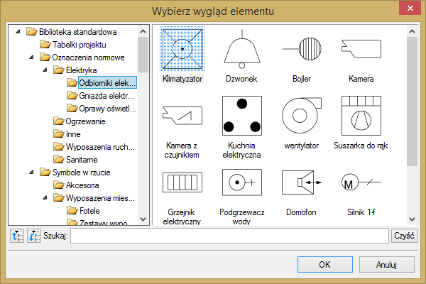 Rys. 18. Okno wyboru wyglądu 2D elementu Użytkownik może samodzielnie narysować wygląd 2D obiektu i wprowadzić go do biblioteki obiektów 2D, korzystając z Eksploratora obiektów.
