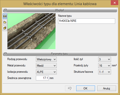 Właściwości typu po wciśnięciu tej ikony użytkownik będzie miał dostęp do właściwości zaznaczonego typu. Może je w tym miejscu zmienić i zapisać.