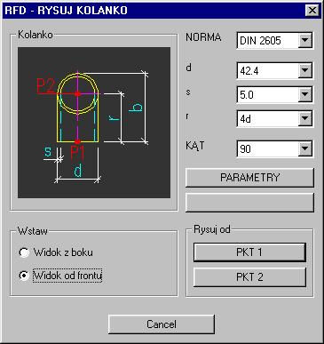 116 AutoCAD. Konstrukcje Budowlane [BAZA]-[PROFIL ISTN] można wskazywać zarówno wyroby jak i profile stalowe. Kolanko Po wydaniu komendy.