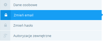 Można również zmienić adres email oraz hasło do swojego konta: b) Zmiana email (loginu) Aby zmienić email (login) należy przejść do