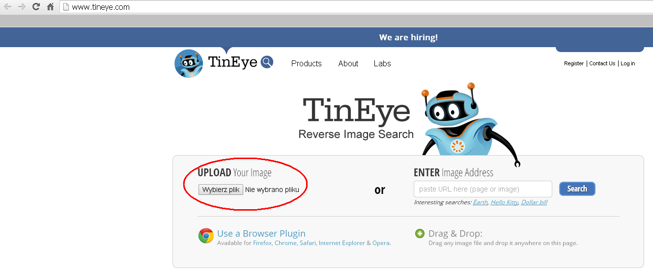 Do sprawdzenia, skąd pochodzi plik źródłowy i na jakich warunkach możesz go użyć na przykład w prezentacji PowerPoint, przydatna jest wyszukiwarka Tin Eye (www.tineye.com).