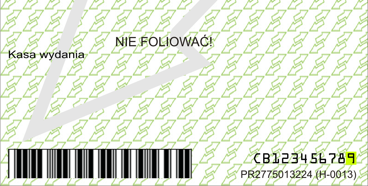 Wzór nr 2 do 7 H-0013 do wystawiania biletów z