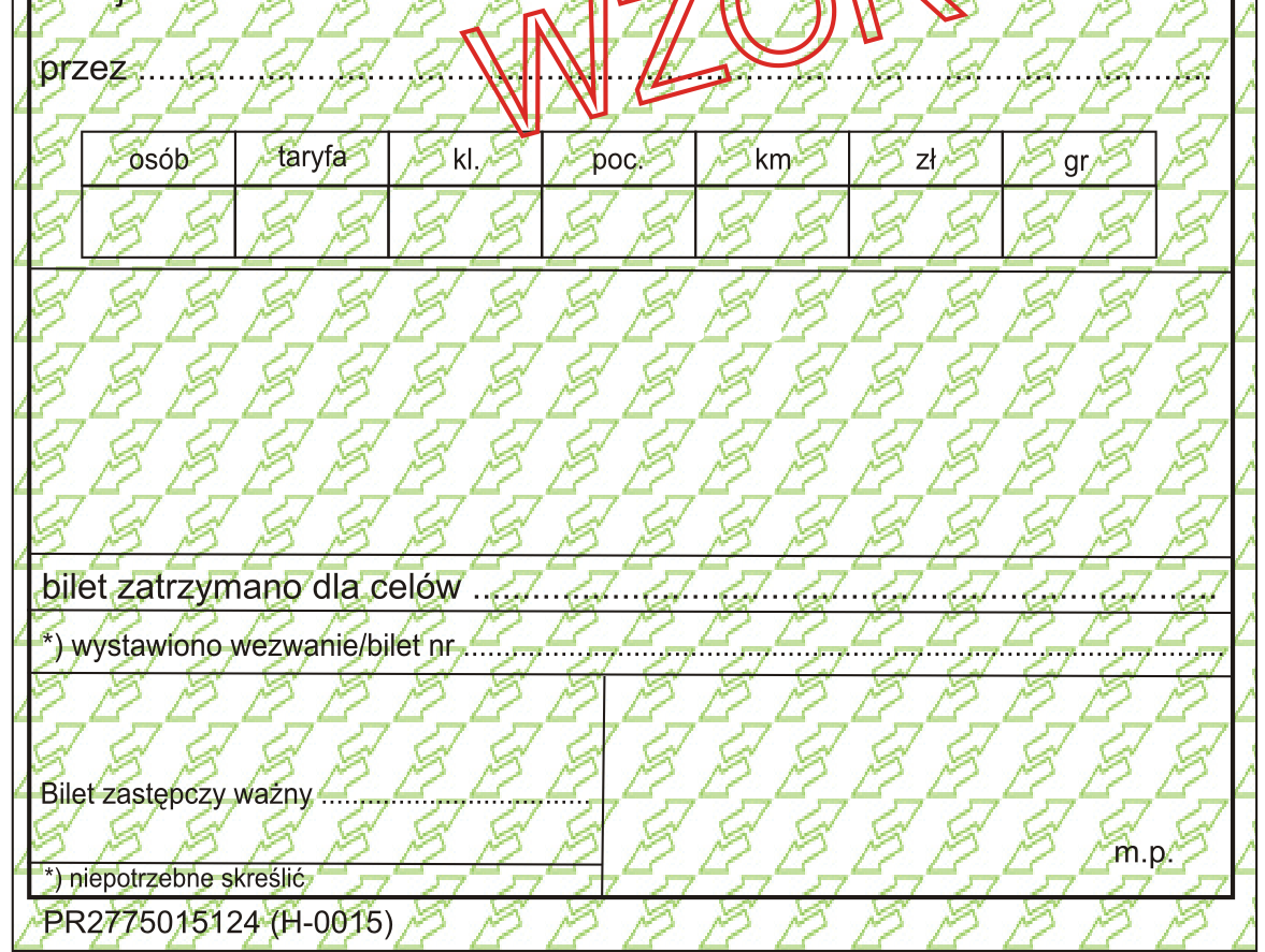 Wzór nr 4 do 7 H-0015 do wystawiania biletów blankietowych zastępczych