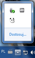 6 S t r o n a 10. Po zrestartowaniu komputera i zalogowaniu się do systemu - odnajdujemy ikonę Pandy w prawym dolnym rogu ekranu (obok zegara).