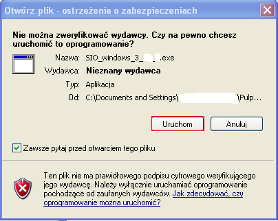 instalacyjnego (w przypadku systemu Windows XP) na pulpicie pojawi się ikona przedstawiająca niebieski ekran z zieloną strzałką jest to kreator instalacji programu