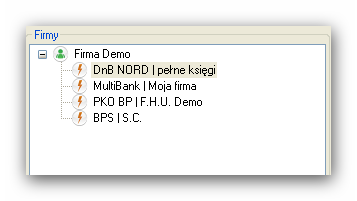 Jest możliwość ustawienia wielu modułów z odpowiednio ustawionym formatem zaczytywanych banków oraz odpowiednio ustawionego rachunku. Robimy to na drzewie firm po lewej stronie okna.