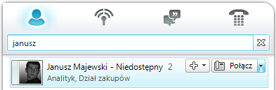 Szybkie nawiązywanie połączeń Aplikacja Lync 2010 pozwala na wykonanie połączenia telefonicznego za pomocą jednego kliknięcia myszką.