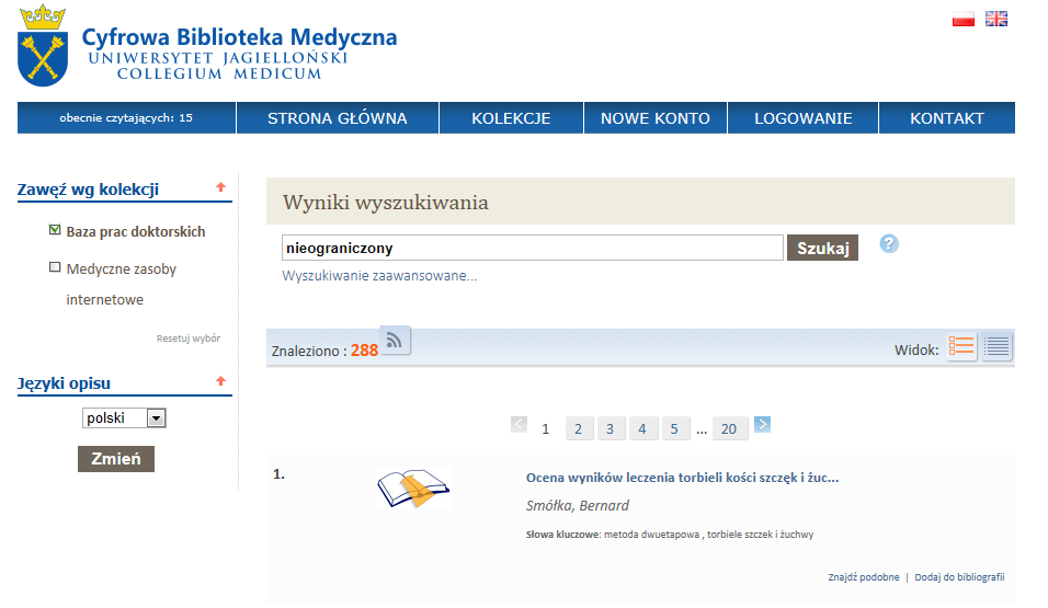 1a. Opracowanie metadanych i wzbogacenie kolekcji prac doktorskich UJ CM oraz migracja kolekcji z platformy alfresco na platformę dlibra 749 rozprawy w pełnym tekście (gromadzone od