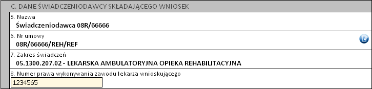 4. Wniosek o rozliczenie świadczeń, które zostały wykonane ponad limit dni określony w zarządzeniach Prezesa NFZ Nowy wniosek ma status Wprowadzony. Informacja ta widoczna jest w górnym lewym rogu.