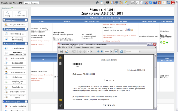 Elektroniczne Zarządzanie Dokumentacją SIDAS (Elektroniczny Obieg Dokumentów) to oprogramowanie służące do zarządzania dokumentami, korespondencją, sprawami i poleceniami w urzędzie.