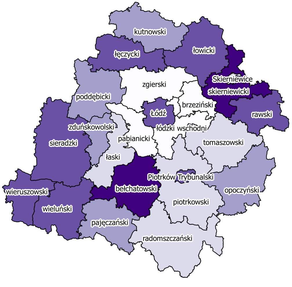 I.2.3 Rynek pracy Liczba osób pracujących w stosunku do ogółu ludności w wieku produkcyjnym pozwala stawiać Powiat Wieluński wśród jednostek terytorialnych na jednej z najlepszych pozycji w