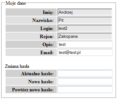 3 Administracja 3.1 Mój Rejon Strona Mój Rejon ma charakter informacyjny o rejonie, do którego należy użytkownik. Użytkownik może jedynie wypełnić opis rejonu, jednakże to nie jest wymagane.