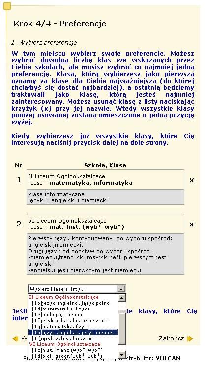 14.05. - 15.06. - wybór preferencji 2.