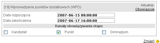 Nabór do PG W sytuacji wyjściowej wszystkie pola znajdujące się w sekcjach są wyszarzone, a więc nieaktywne. W prawym górnym rogu sekcji wyświetla się informacja Nie obowiązuje.