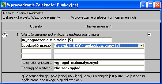 Rys. 16 Rozliczenia pracownika - typowa konfiguracja składnika 'Wynagrodzenie godzinowe'. Rys.