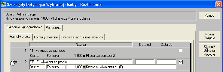 należy kwotę zmienić wielokrotnie w kartotekach pracowników, którym dopisano w rozliczeniach ten składnik.